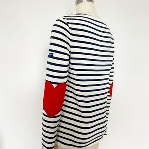 Saint James Atelier Vaujany Stripe Long Sleeve Top with Red Heart Patches
